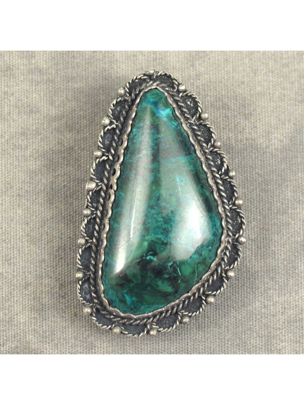 VTG ISRAELI MALACHITE Sterling Silver PENDANT BROOCH Pin 925 Green Artisan